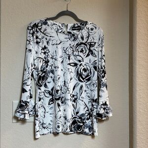Karl Lagerfeld Monochrome Floral Blouse Size M